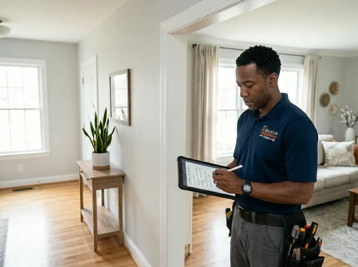 Handyman measuring a doorway while planning practical home improvements